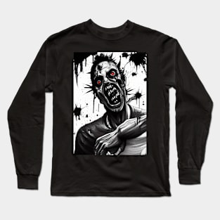 CRAZY RED EYED HALLOWEEN ZOMBIE Long Sleeve T-Shirt